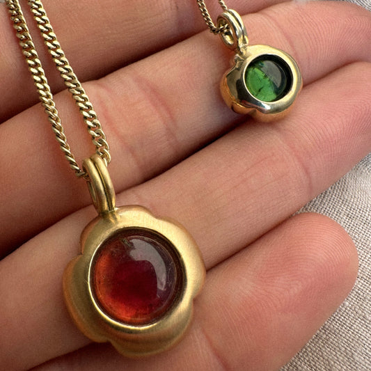 14k Flower Pendant with Green Tourmaline