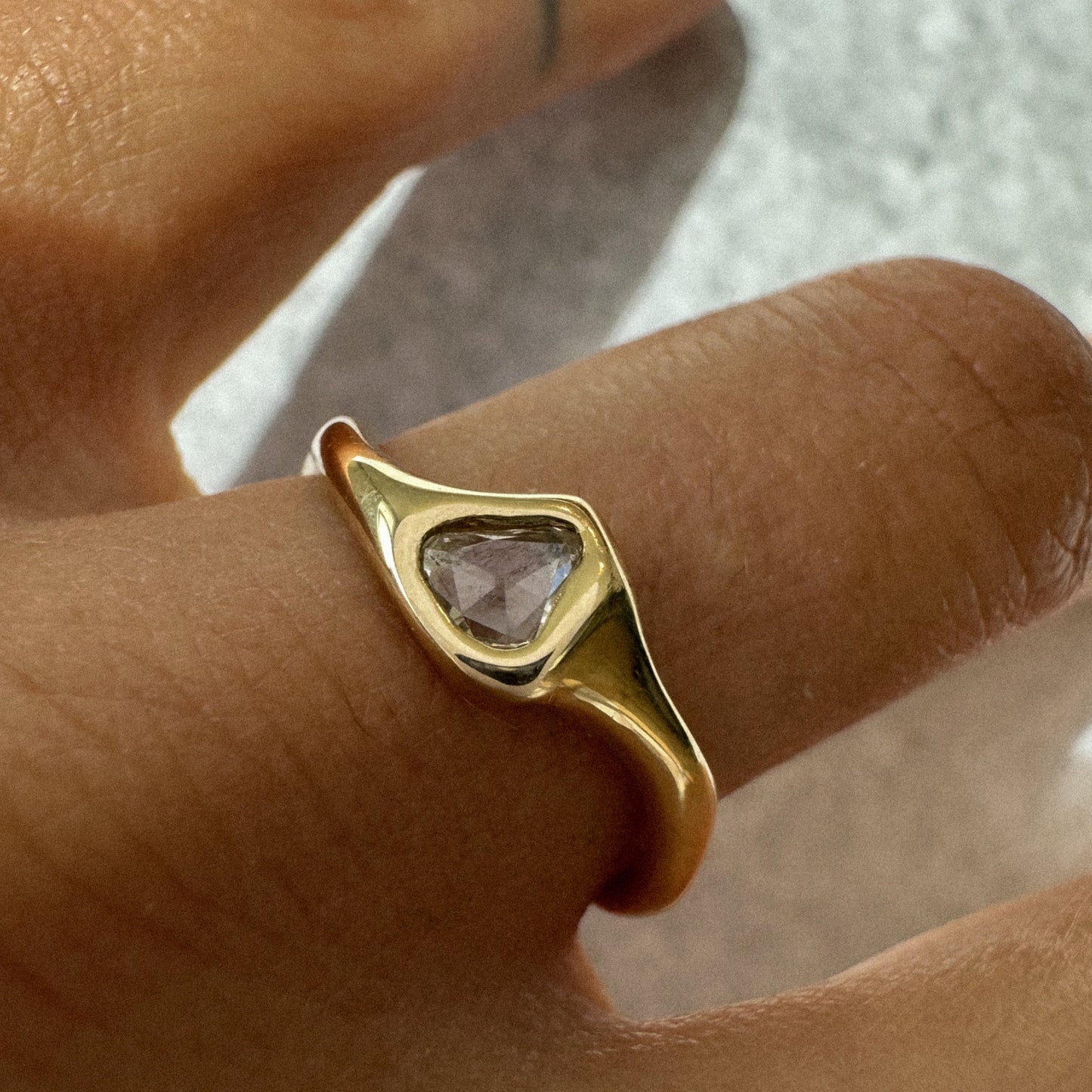 14k Ring with Antique Rose Cut Diamond