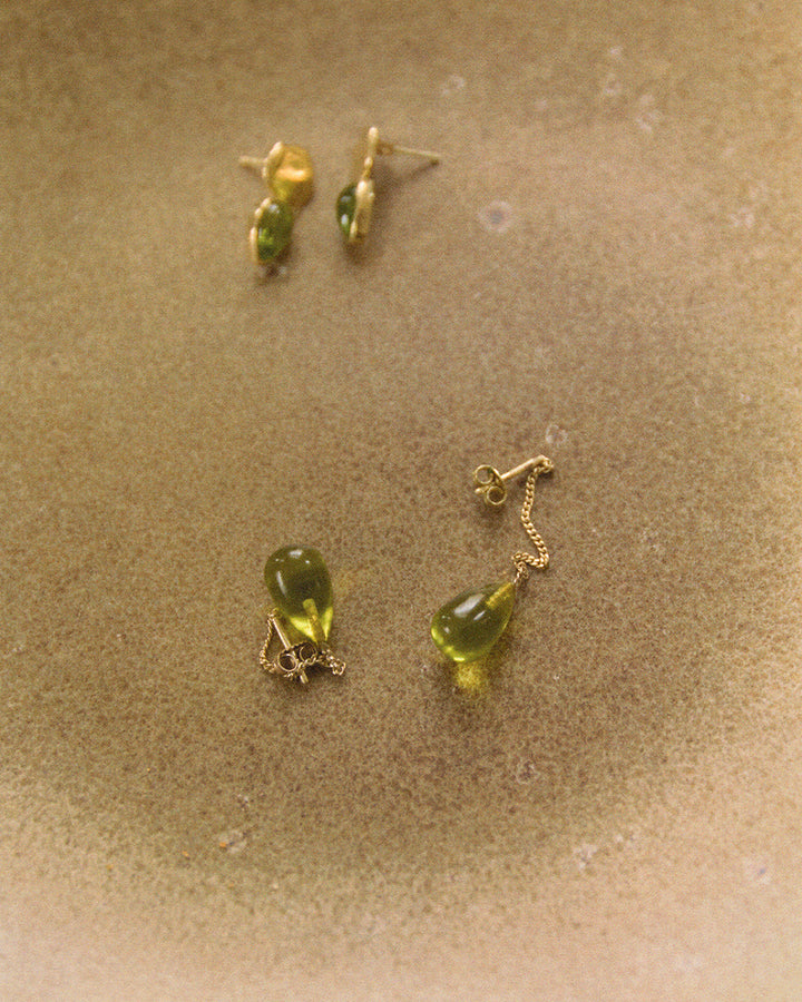 14k Earring Moss Drop