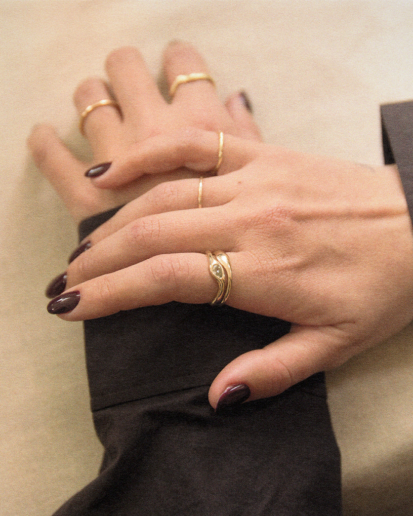 14k Duo Ring with Pear Diamond