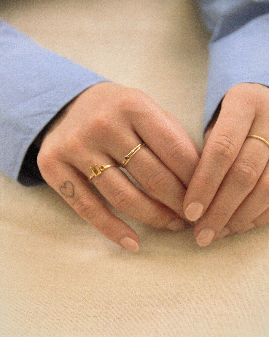 14k Ring Honey set with Citrine
