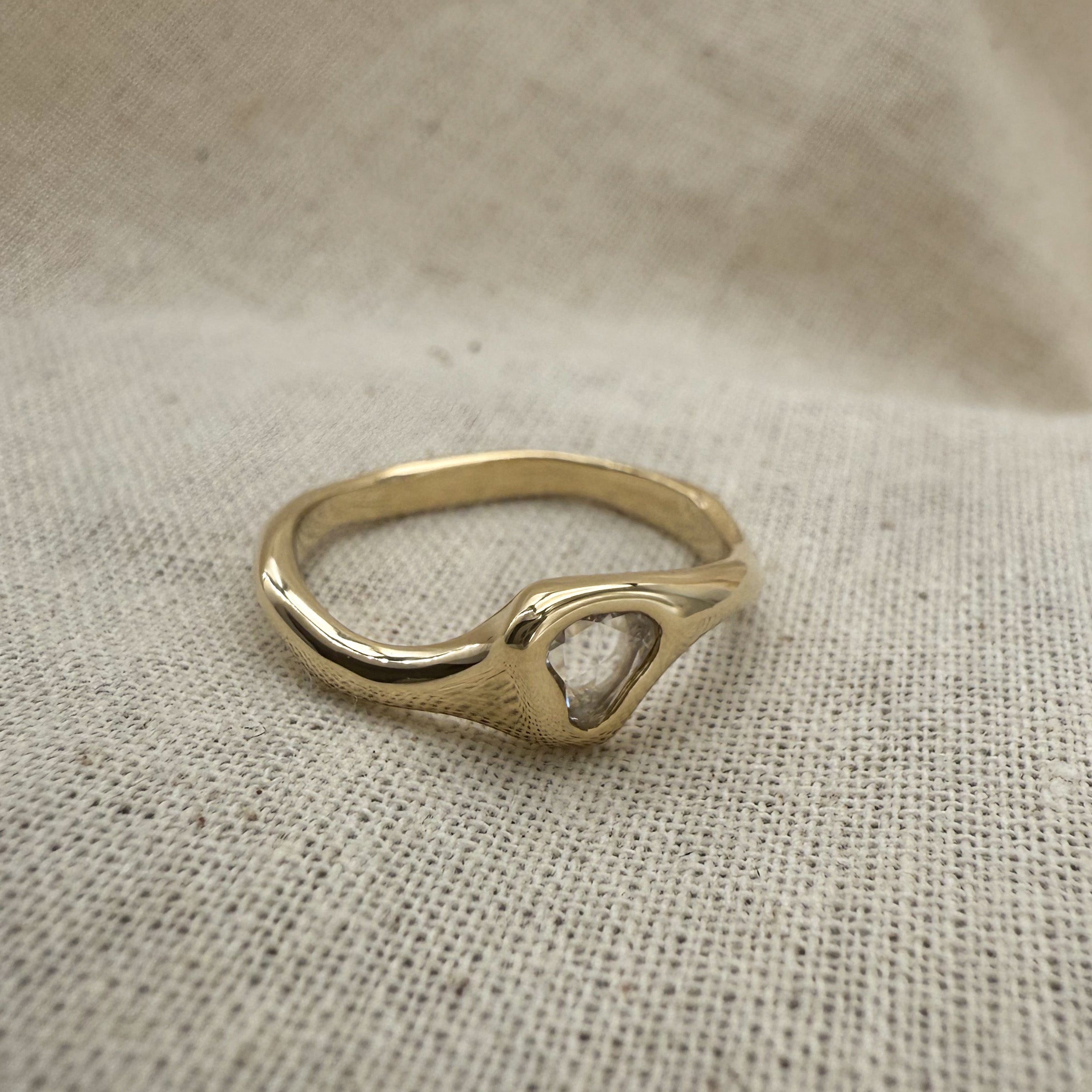 14k Ring with Antique Rose Cut Diamond