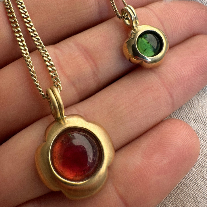 14k Flower Pendant with Green Tourmaline