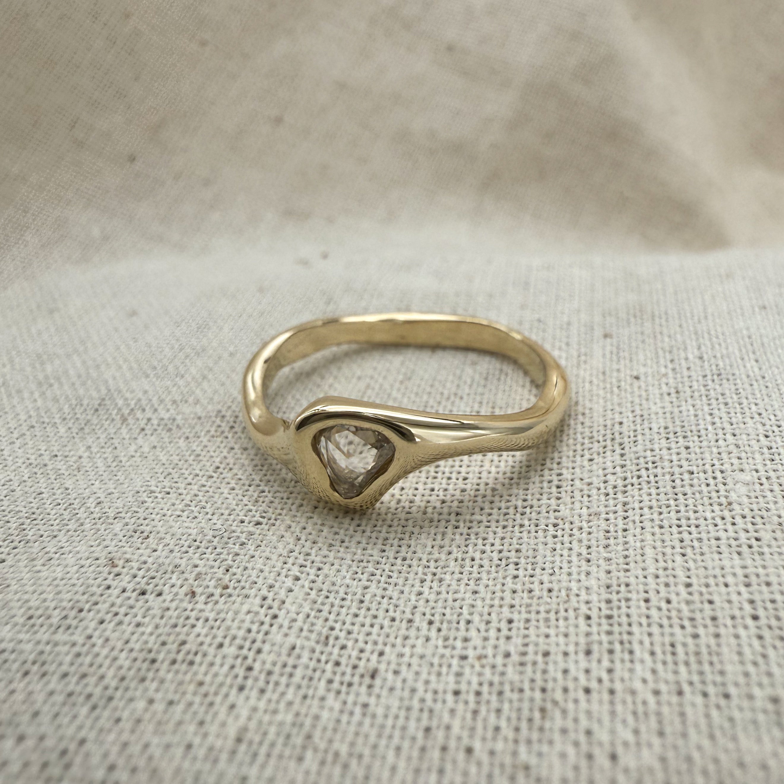 14k Ring with Antique Rose Cut Diamond