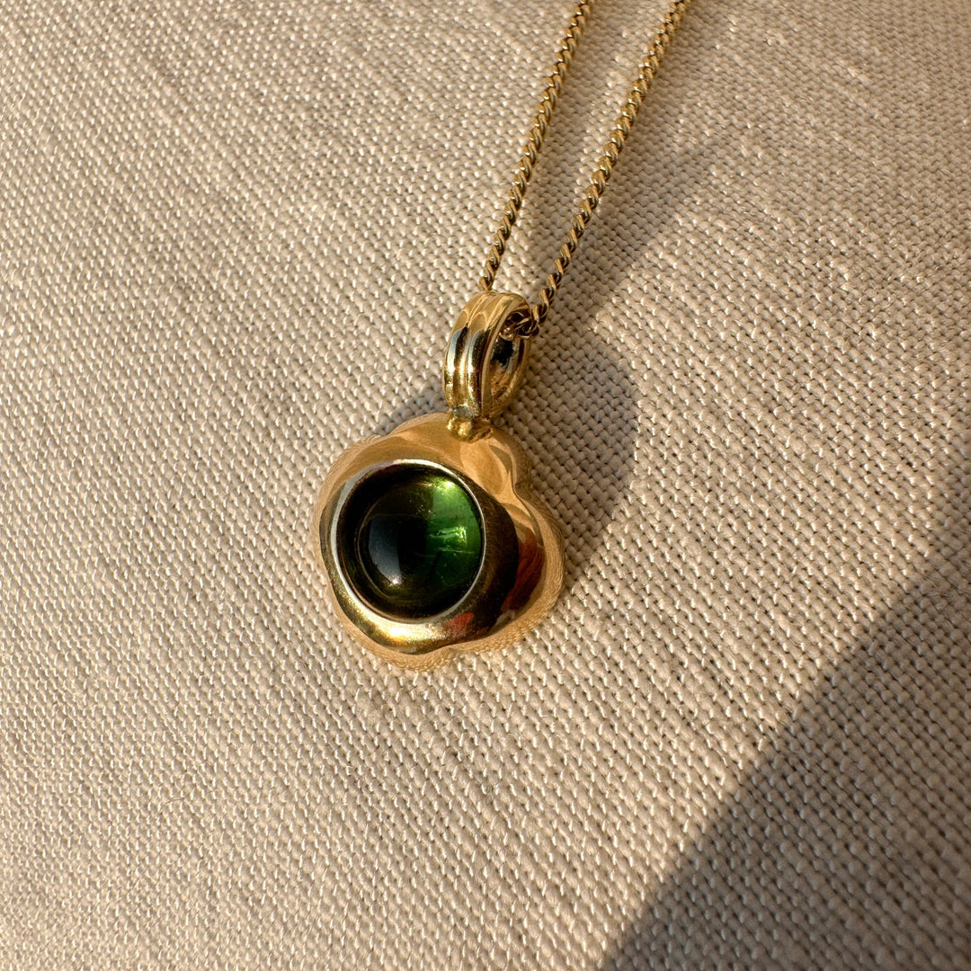 14k Flower Pendant with Green Tourmaline