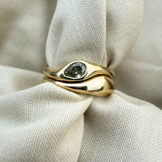 14k Duo Ring with Pear Diamond