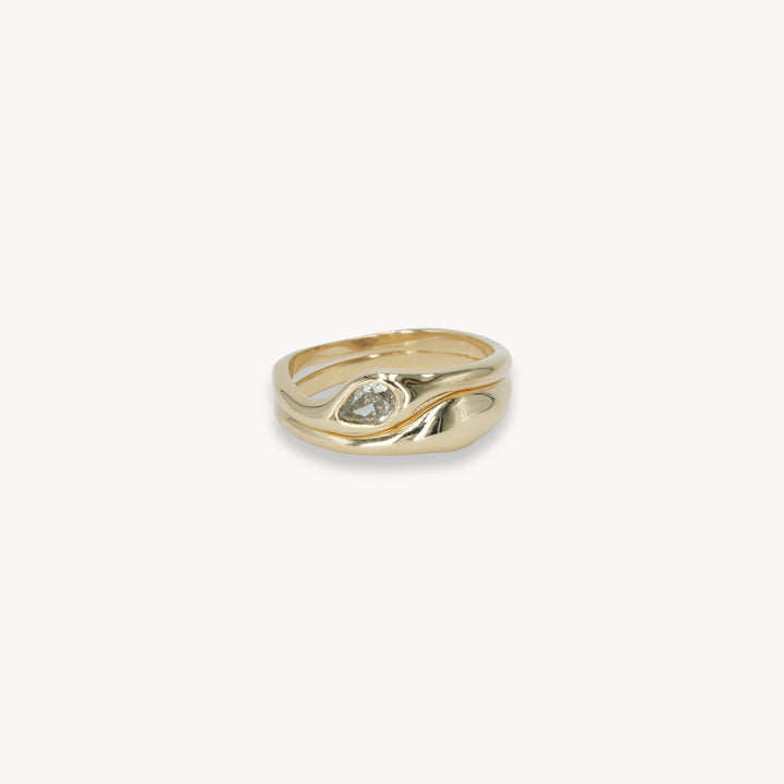 14k Duo Ring with Pear Diamond