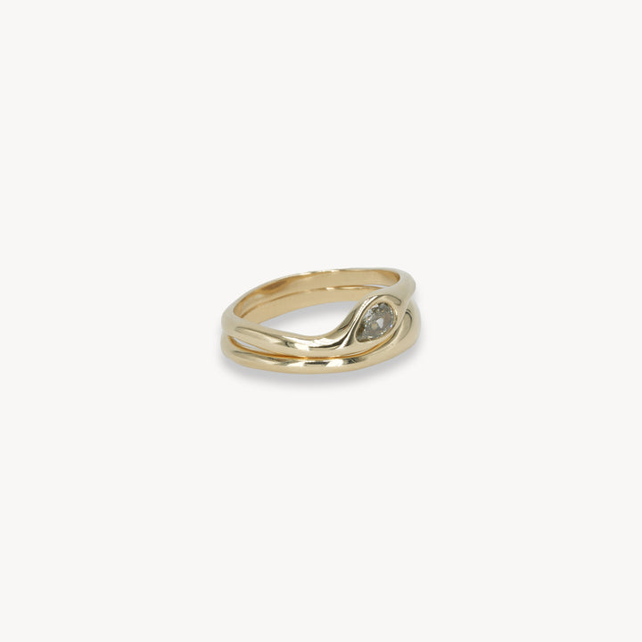 14k Duo Ring with Pear Diamond