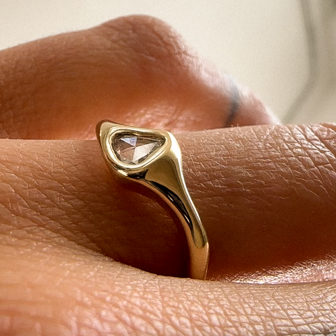 14k Ring with Antique Rose Cut Diamond