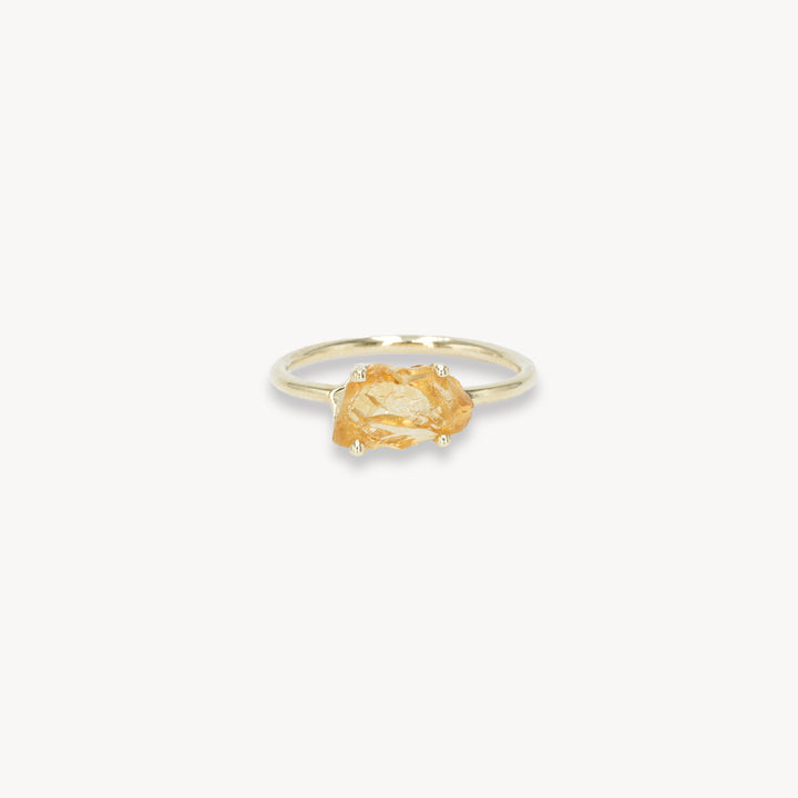 14k Ring Mimosa set with Uncut Citrine
