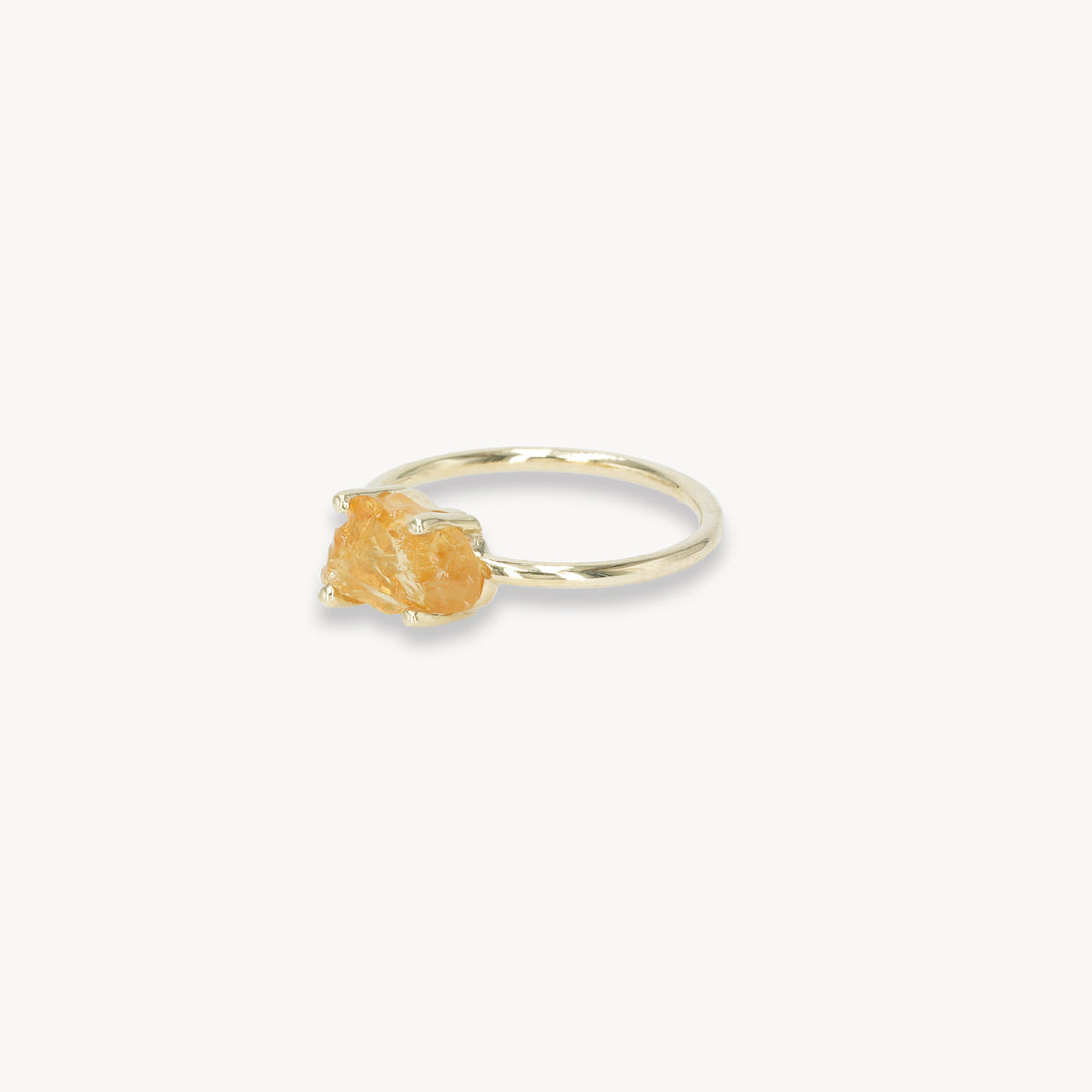14k Ring Mimosa set with Uncut Citrine