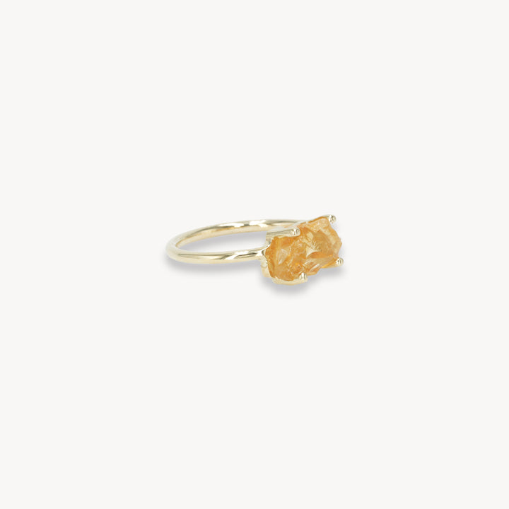 14k Ring Mimosa set with Uncut Citrine