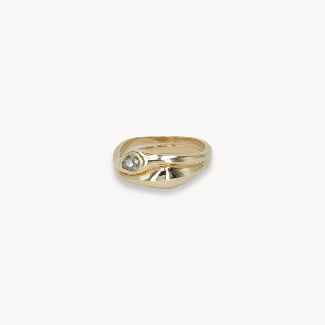 14k Duo Ring with Pear Diamond